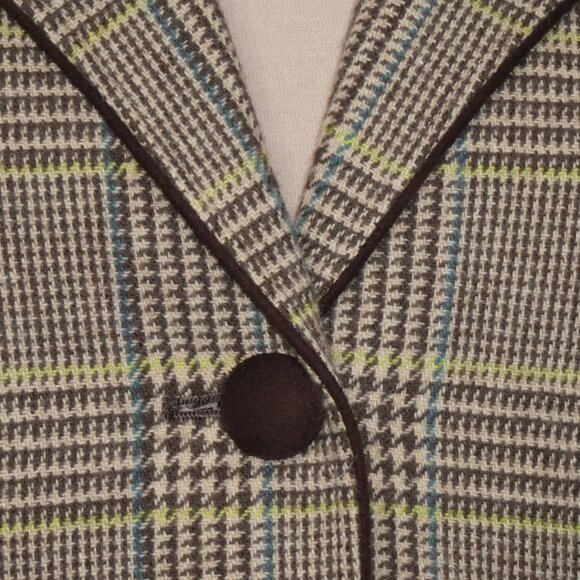 Vintage Joe Fresh Multi Brown Plaid Wool Blazer Size M - Picture 8 of 13